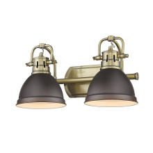 Golden 3602-BA2 AB-RBZ - Yep by Golden Lighting Duncan 2-light Vanity in Aged Brass and Rubbed Bronze shade